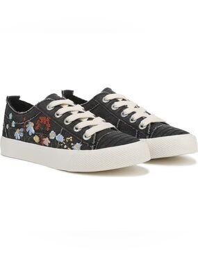 Blowfish Embroidered Black Canvas Lace-Up Sneakers